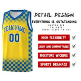Custom Gold Royal Classic Plaid Pattern Sports Uniform Basketball Jersey