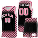 Custom Black Light Pink Classic Plaid Pattern Sports Uniform Basketball Jersey