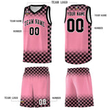 Custom Light Pink Black Classic Plaid Pattern Sports Uniform Basketball Jersey