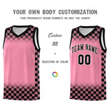 Custom Light Pink Black Classic Plaid Pattern Sports Uniform Basketball Jersey
