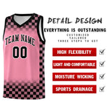 Custom Light Pink Black Classic Plaid Pattern Sports Uniform Basketball Jersey