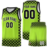 Custom Neon Green Black Classic Plaid Pattern Sports Uniform Basketball Jersey