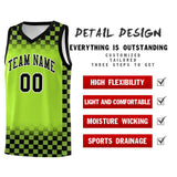 Custom Neon Green Black Classic Plaid Pattern Sports Uniform Basketball Jersey