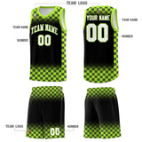 Custom Black Neon Green Classic Plaid Pattern Sports Uniform Basketball Jersey