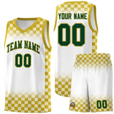 Custom White Old Gold Classic Plaid Pattern Sports Uniform Basketball Jersey