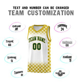 Custom White Old Gold Classic Plaid Pattern Sports Uniform Basketball Jersey