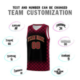 Custom Black Crimson Classic Plaid Pattern Sports Uniform Basketball Jersey