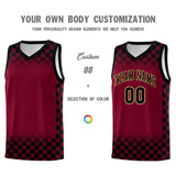 Custom Crimson Black Classic Plaid Pattern Sports Uniform Basketball Jersey