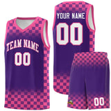 Custom Purple Pink Classic Plaid Pattern Sports Uniform Basketball Jersey