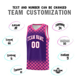 Custom Purple Pink Classic Plaid Pattern Sports Uniform Basketball Jersey
