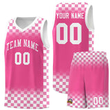 Custom Pink White Classic Plaid Pattern Sports Uniform Basketball Jersey