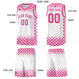 Custom White Pink Classic Plaid Pattern Sports Uniform Basketball Jersey