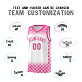 Custom White Pink Classic Plaid Pattern Sports Uniform Basketball Jersey