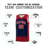 Custom Navy Red Classic Plaid Pattern Sports Uniform Basketball Jersey