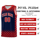 Custom Navy Red Classic Plaid Pattern Sports Uniform Basketball Jersey