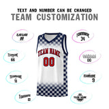 Custom White Navy Classic Plaid Pattern Sports Uniform Basketball Jersey