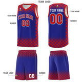 Custom Royal Red Classic Plaid Pattern Sports Uniform Basketball Jersey