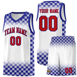 Custom White Royal Classic Plaid Pattern Sports Uniform Basketball Jersey