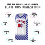 Custom White Royal Classic Plaid Pattern Sports Uniform Basketball Jersey