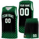 Custom Black Kelly Green Classic Plaid Pattern Sports Uniform Basketball Jersey