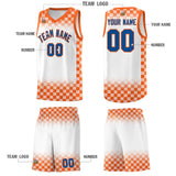 Custom White Orange Classic Plaid Pattern Sports Uniform Basketball Jersey