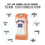 Custom White Orange Classic Plaid Pattern Sports Uniform Basketball Jersey