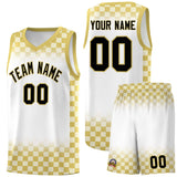Custom White Old Gold Classic Plaid Pattern Sports Uniform Basketball Jersey