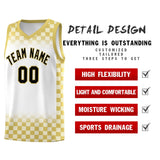Custom White Old Gold Classic Plaid Pattern Sports Uniform Basketball Jersey