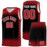 Custom Black Red Classic Plaid Pattern Sports Uniform Basketball Jersey
