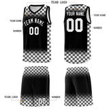 Custom Black White Classic Plaid Pattern Sports Uniform Basketball Jersey