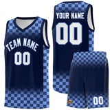 Custom Navy Light Blue Classic Plaid Pattern Sports Uniform Basketball Jersey