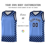Custom Light Blue Navy Classic Plaid Pattern Sports Uniform Basketball Jersey