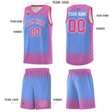 Custom Light Blue Pink Classic Plaid Pattern Sports Uniform Basketball Jersey