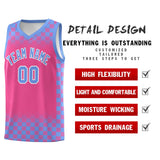 Custom Pink Light Blue Classic Plaid Pattern Sports Uniform Basketball Jersey