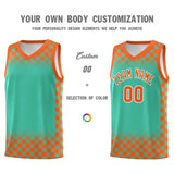 Custom Bright Green Orange Classic Plaid Pattern Sports Uniform Basketball Jersey