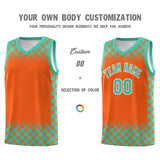 Custom Orange Bright Green Classic Plaid Pattern Sports Uniform Basketball Jersey