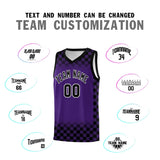 Custom Purple Black Classic Plaid Pattern Sports Uniform Basketball Jersey
