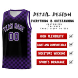 Custom Black Purple Classic Plaid Pattern Sports Uniform Basketball Jersey