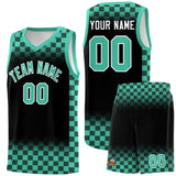 Custom Black Bright Green Classic Plaid Pattern Sports Uniform Basketball Jersey