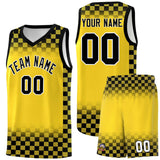 Custom Gold Black Classic Plaid Pattern Sports Uniform Basketball Jersey