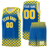 Custom Royal Gold Classic Plaid Pattern Sports Uniform Basketball Jersey
