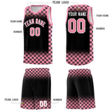 Custom Black Light Pink Classic Plaid Pattern Sports Uniform Basketball Jersey