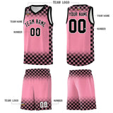 Custom Light Pink Black Classic Plaid Pattern Sports Uniform Basketball Jersey