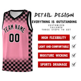 Custom Light Pink Black Classic Plaid Pattern Sports Uniform Basketball Jersey