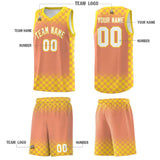 Custom Light Orange Gold Classic Plaid Pattern Sports Uniform Basketball Jersey