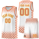 Custom White Light Orange Classic Plaid Pattern Sports Uniform Basketball Jersey