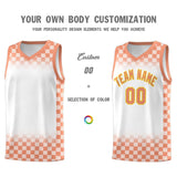 Custom White Light Orange Classic Plaid Pattern Sports Uniform Basketball Jersey