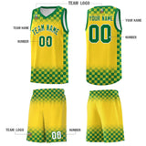 Custom Gold Kelly Green Classic Plaid Pattern Sports Uniform Basketball Jersey