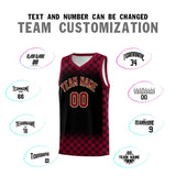 Custom Black Crimson Classic Plaid Pattern Sports Uniform Basketball Jersey