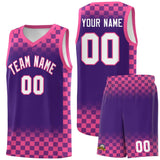 Custom Purple Pink Classic Plaid Pattern Sports Uniform Basketball Jersey